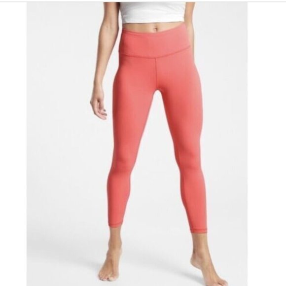 NWT Athleta Coral Petal Pink Transcend 7/8 Tight Leggings Yoga Wicking Dance - Picture 5 of 7